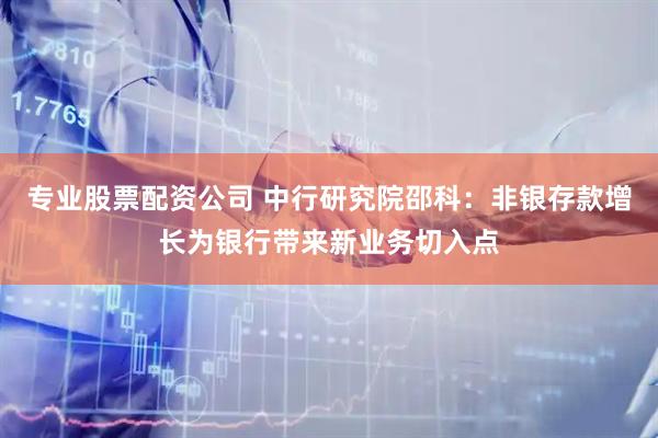 专业股票配资公司 中行研究院邵科：非银存款增长为银行带来新业务切入点